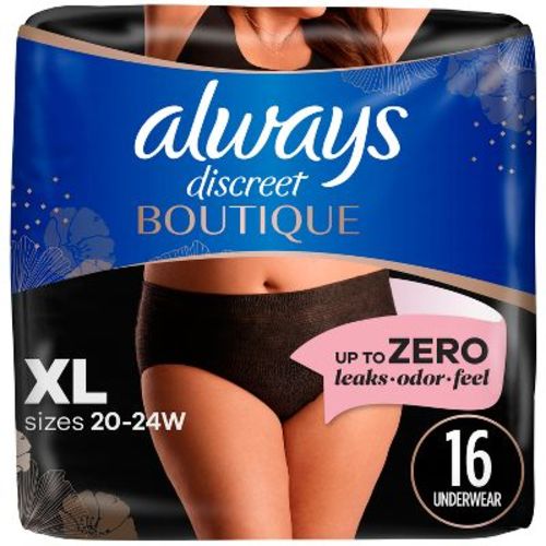 Always Discreet Boutique Black Maximum Underwear - XL - 16ct