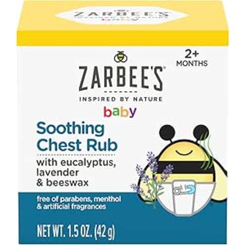Zarbee's Baby Soothing Chest Rub with Eucalyptus & Lavender, Petroleum-Free Safe and Effective Formula, 1.5 Ounce