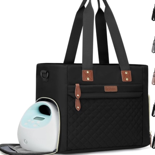 Diaper Bag Tote for Working Mom, Large Travel Diaper Tote for Mom and Dad with 14 Inch Laptop Sleeve, Mommy Maternity Travel Baby Bag for Boys and Girls, Black