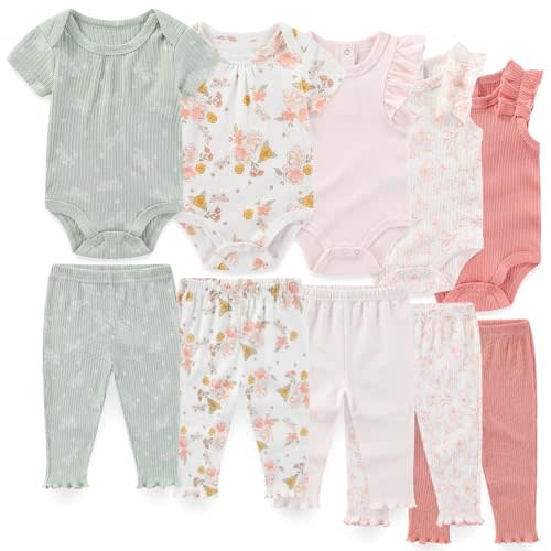 JELYLOVE Unisex Baby Boy Girl Pants Sets 10 pack Cotton Casual New born Clothes Comfort Infant Outfit