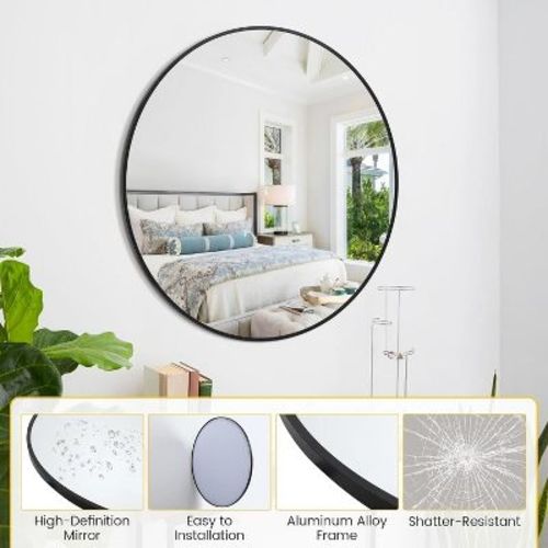 Bathroom Mirror with Aluminum Frame – Fogless Wall-Mounted Mirror for Vanity, Entryway