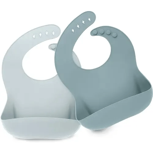 KeaBabies 2-Pack Silicone Bibs For Babies, Silicone Baby Bibs for Eating, Food-Grade Pure Silicone Bib, Toddler Bibs, Waterproof Bibs, Feeding Bibs, Silicon Bibs for Toddlers, Boys, Girls (Alps)