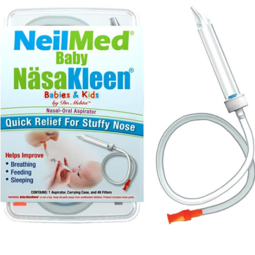 NeilMed Baby NasaKleen Nasal-Oral Aspirator with 49 Hygiene Filters and a Convenient Storage Travel Case
