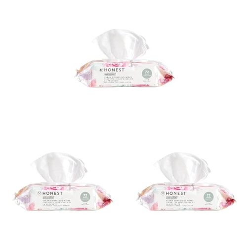 The Honest Company Clean Conscious Unscented Wipes | Rose Blossom, 72 Count (Pack of 3)