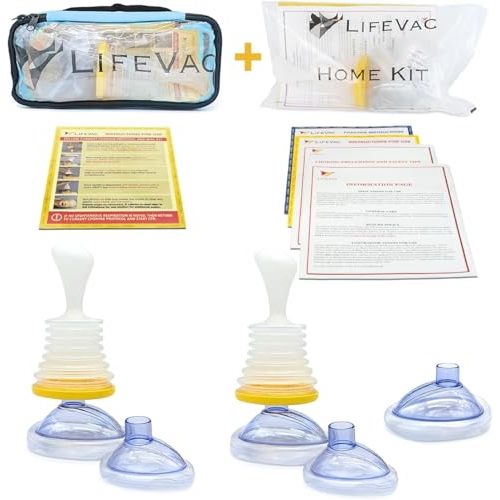 LifeVac Home & Blue Travel Kit Combo - Portable Suction Rescue Device, First Aid Kit for Kids and Adults, Portable Airway Suction Device for Children and Adults