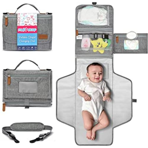 Portable Changing Pad with Shoulder Strap - Detachable Travel Changing Pad - Baby Shower Gifts - Fully Padded & Lightweight - Baby Boy Gifts - Diaper Changing Pad - Changing Mat 27"x22"