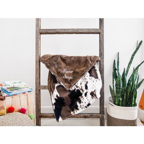 Personalized Baby Blanket, Mud Pie Pony Minky and You Choose Minky Color, Newborn Boy gift, Baby Shower Gift, Cow Blanket