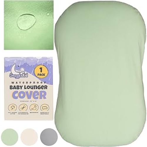 100% Waterproof Baby Lounger Cover - 2-Ply Organic Cotton Slipcovers Keep Your Lounger Clean & Your Baby Comfy - Machine Washable - (Lounger Not Included) - Sage
