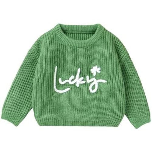 Infant Baby Boy Girl Knit Sweater Rooster Goose Embroidery Crew Neck Long Sleeve Pullover Knit Shirt Winter Clothes