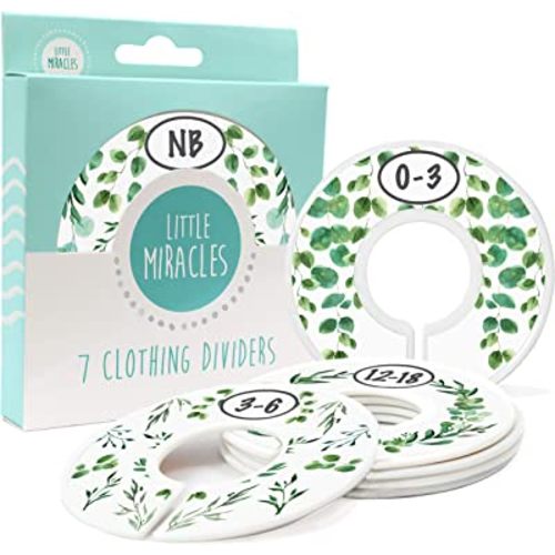 Baby Closet Size Dividers - 7X Botanical Nursery Closet Dividers for Baby Clothes - Eucalyptus Vines Leaf Plant Greenery Nursery Decor - Baby Closet Dividers for Boy or Girl - [Botanical]