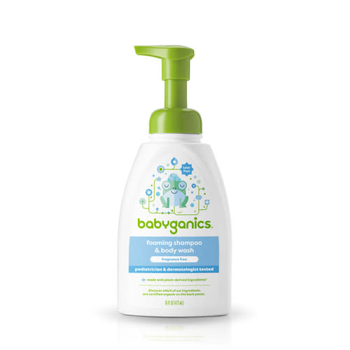 foaming shampoo + body-wash, fragrance free| babyganics