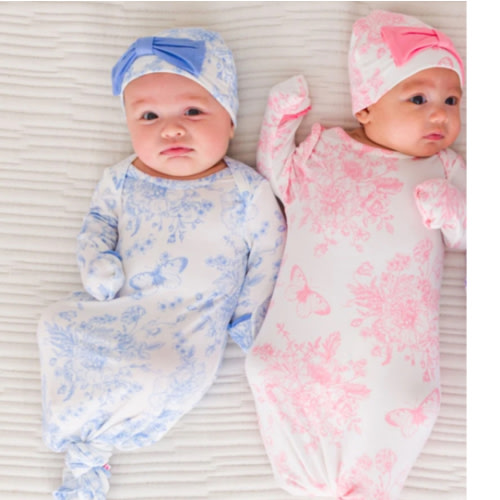Ruffle Knotted Sleep Gown & Hat Set