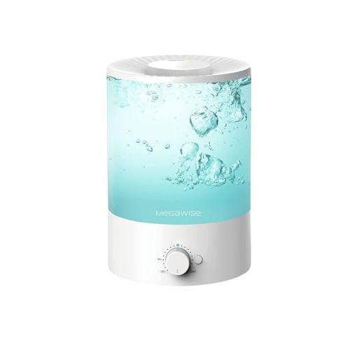 MegaWise 3.5L Cool Mist Humidifier – Whisper-Quiet Ultrasonic Vaporizer for Baby Nursery, Bedroom & Office | Top-Fill Design, Essential Oil Diffuser, Easy to Clean, 7-Color Night Light, Auto Shut-Off