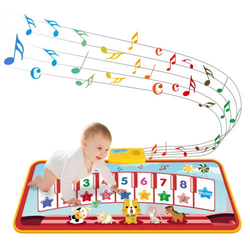 Tecboss Kids Musical Mat Toys, 48'' x 18'' Piano Keyboard Dancing Mat for Baby Early Education