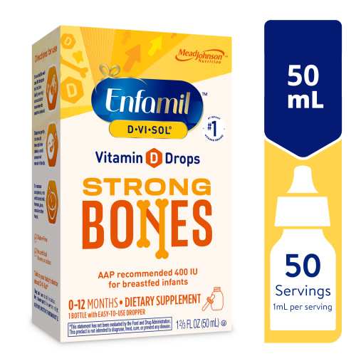 Enfamil Baby Vitamin D-Vi-Sol Liquid Vitamin D Drops, Supports Strong Teeth & Bone Development, 50mL Bottle