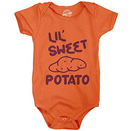 Crazy Dog T-Shirts Baby Bodysuit Lil Sweet Potato Jumper Funny Thanksgiving Dinner Turkey Day Baby Creeper