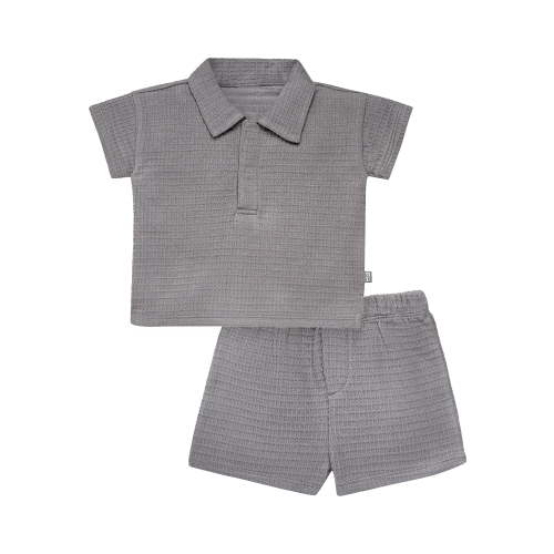 Modern Moments Baby Boy 2-Piece Cotton Shirt and Shorts Set, Sizes 0/3-24 Months, Summer Outfit