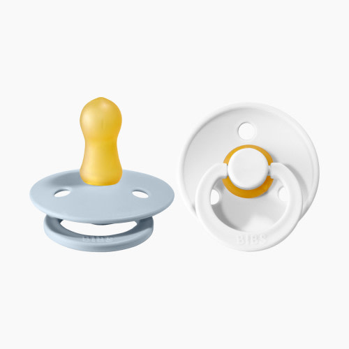 BIBS Natural Rubber Pacifier - White / Baby Blue, 0-6 months, 2