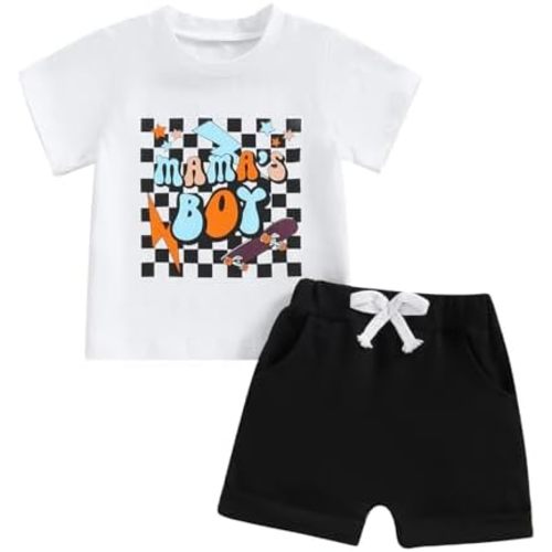 Infant Baby Boy Summer Clothes Letter Print Short Sleeve T Shirt Top Stretch Rolled Shorts Cute Newborn Toddler Outfits