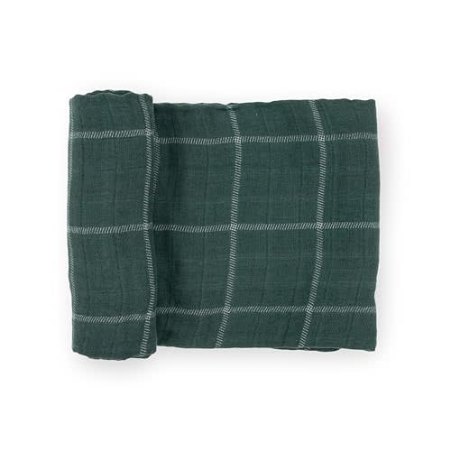 Little Unicorn - Cotton Muslin Swaddle Blanket | Single | 100% Cotton | Super Soft | Newborns and Infants | 47" x 47" | Unisex (Evergreen Plaid)