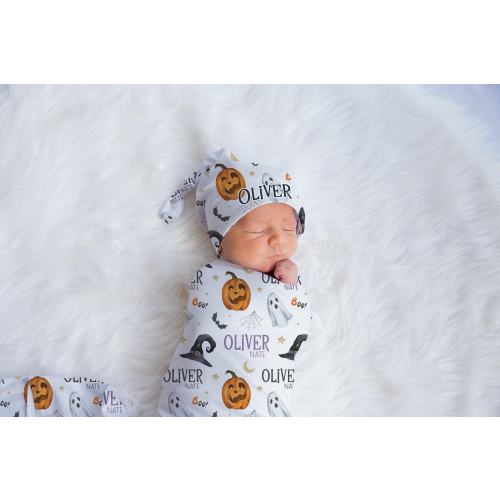 Halloween Swaddle Set, Halloween Baby Blanket, Personalized Halloween Baby Blanket, Halloween Nursery Theme, Halloween Newborn Blanket, B32