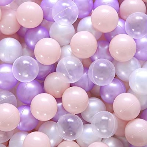 Realhaha Ball Pit Balls 100 Play Balls Plastic Balls for Baby Girls Toddlers Kids Play Tent Pool Playhouse Playpen Party Decoration 2.2 2.36 2.75 Inch