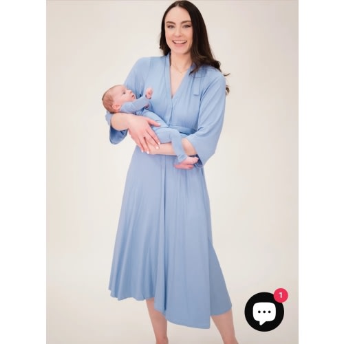 Lila Labor & Postpartum Gown in Periwinkle Blue