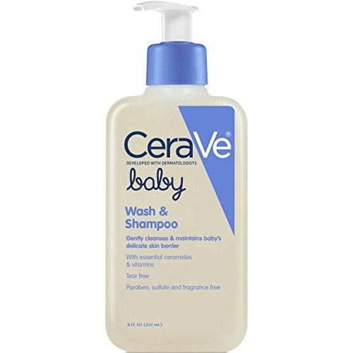 CeraVe Baby Wash & Shampoo | Fragrance, Paraben, & Sulfate Free Shampoo for Tear-Free Baby Bath Time | 8 Ounce - 8 Fl Oz (Pack of 1)