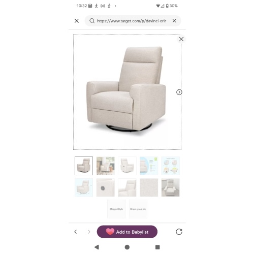 "davinci erin recliner and swivel glider"