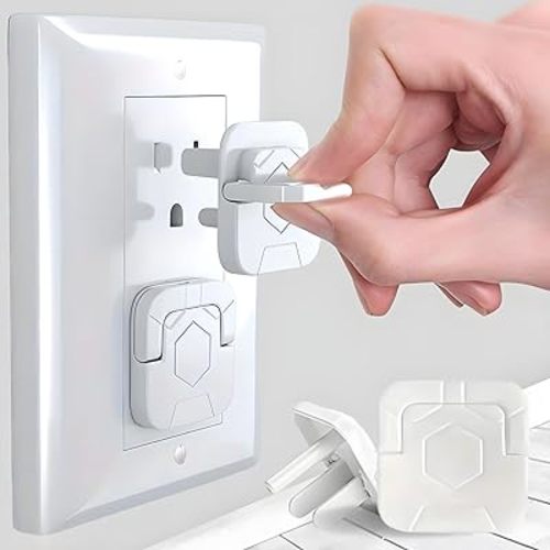 60 Pack Outlet Covers Baby Proofing with Pull Handle- Plug Covers Baby Proofing- White Baby Proof Outlet Covers 3 Prong Child Proof Outlet Cover- Shock Prevent Plug Protectors Baby Proof Plug Covers