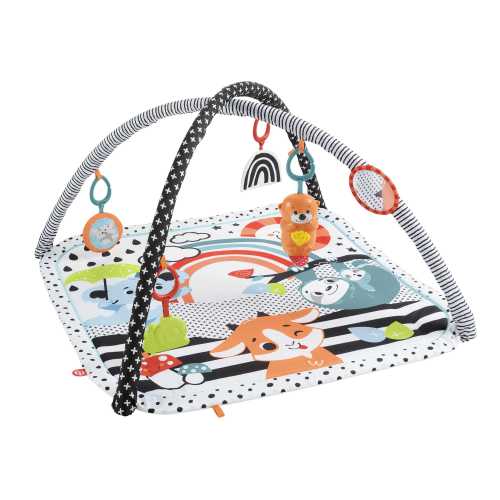 Fisher-Price Baby Play Activity 3-in-1 Music, Glow and Grow Gym Tummy Time Mat with Lights & Removable Toys