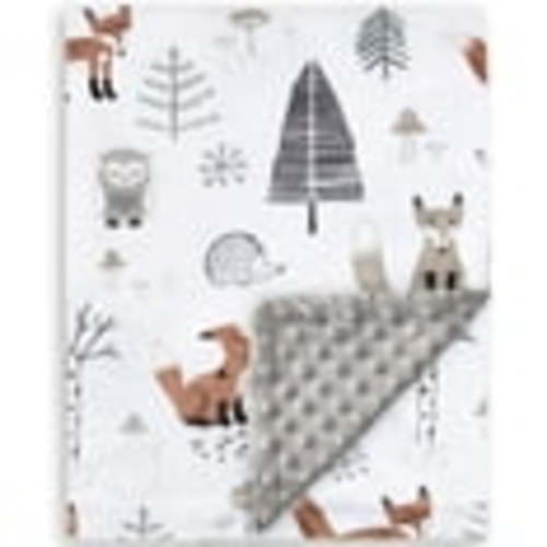 Baby Blanket for Boys Girls Soft Plush Minky Blanket with Double Layer Dotted Backing for Toddler with Forest Foxes Multicolor Printed 30 x 40 Inch(75x100cm)
