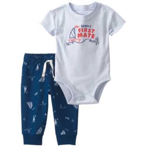 Baby Boys' Daddy's First Mate' Boat Print Bodysuit & Pants, 2-Piece Set