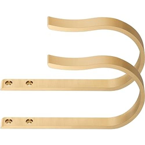 Warm Gold Curtain Drapery Holdbacks,2Pcs Solid Aluminum U Shaped Wall Mounted Curtain Tiebacks