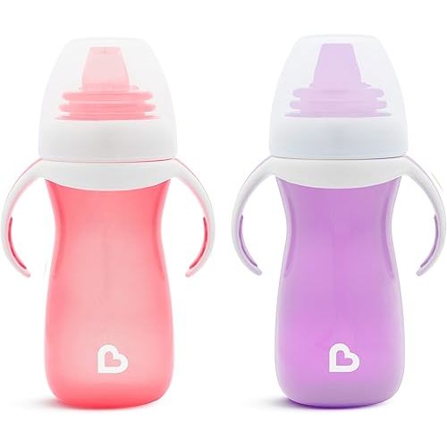 Munchkin Gentle Transition Sippy Cup with Trainer Handles, 10 Ounce, Purple and Pink