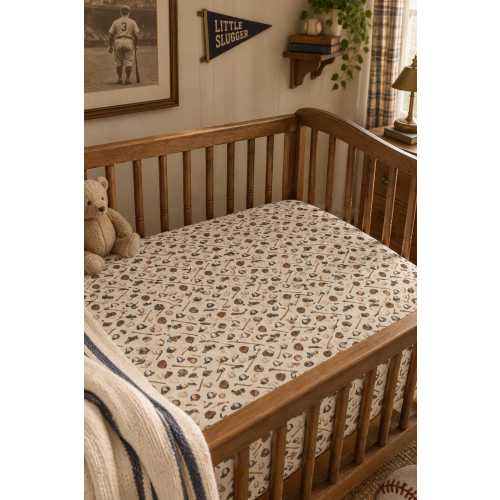 Vintage Baseball - Baby Fitted Crib Sheet