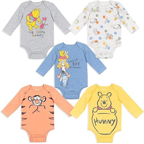 Disney Lion King Winnie The Pooh Nightmare Before Christmas Mickey Mouse Baby 5 Pack Bodysuits Newborn to Infant