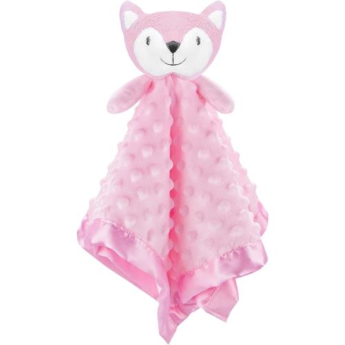 Pro Goleem Loveys for Babies - Soft Security Blanket Baby Snuggle Toy Newborn Stuffed Animals Baby Gifts for Girls, Pink Fox 16 Inch