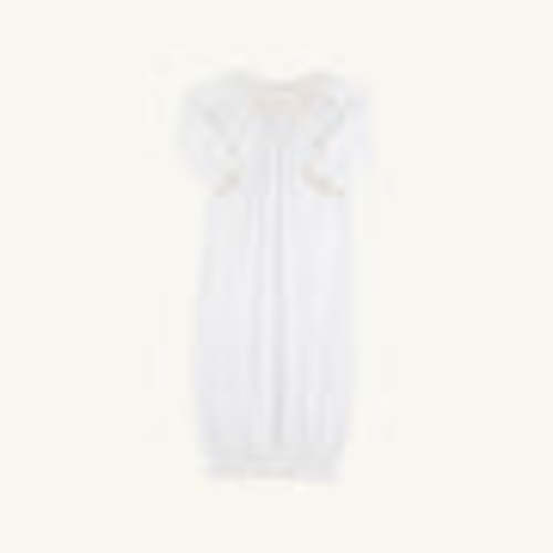 Sweetly Smocked Greeting Gown (Unisex) - Worth Avenue White with Palme