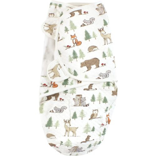 Hudson Baby Unisex Baby Quilted Cotton Swaddle Wrap 3pk, Forest Animals, 0-3 Months
