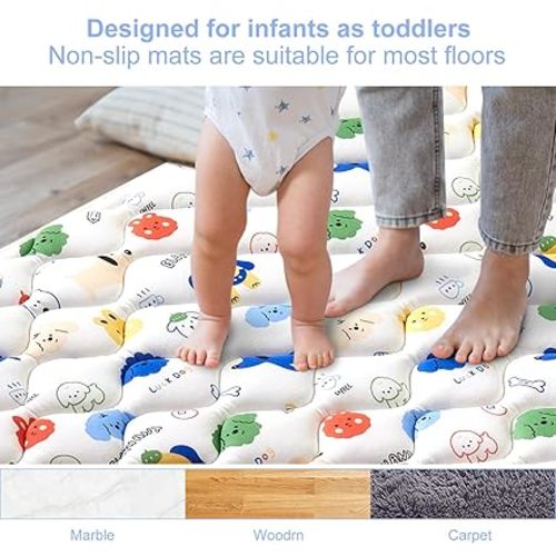 Premium Foam Baby Play Mat 50" X 50", Thick One-Piece Crawling Mat, Odorless Baby Mat Floor Mat, Non-Slip Cushioned Baby Playmat for Infants,Babies,Toddlers. Machine Washable for Easy Care.