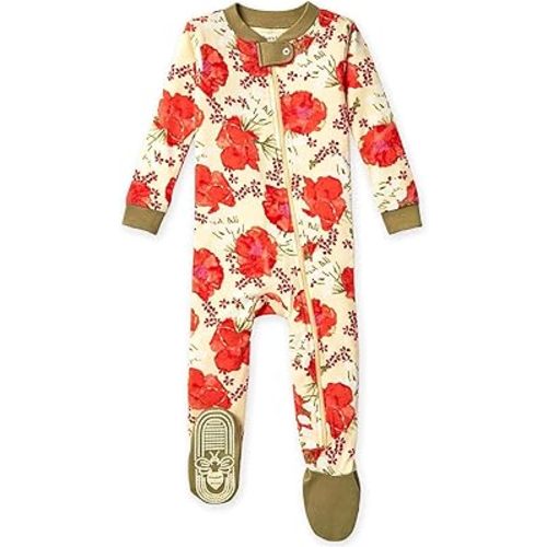 Burt's Bees Baby Girls' Pajamas, Zip Front Non-slip Footed Pjs, 100% Organic Cotton and Toddler Sleepers