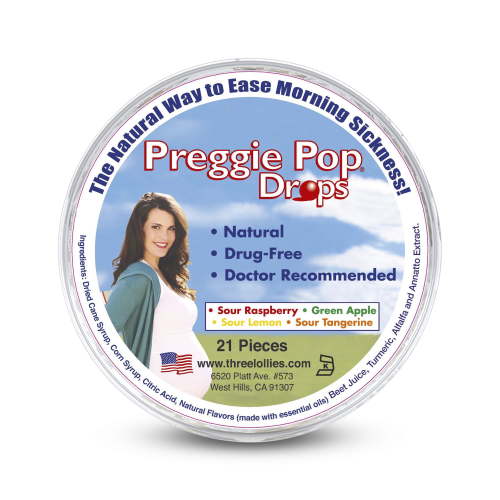 Three Lollies Preggie Pop Drops Dietary Supplements, 21 Count - Over-the-Counter Morning Sickness Relief during Pregnancy - Safe for Pregnant Mom and Baby
