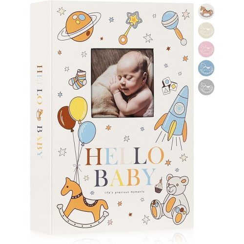 Lanpn Baby Photo Album 4x6 300 Pockets, Linen Newborn Bebe Ultrasound Photo Album with Memo Writing Area, Cover Photo Book, Picture Album for kids, Baby Girl Boy Memory Book Keepsake Colorful