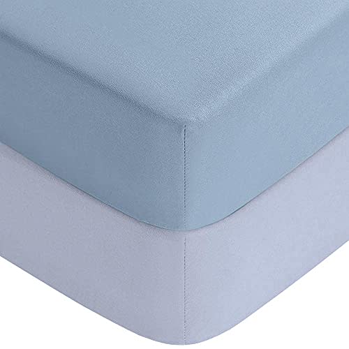 Yoofoss Baby Crib Sheets for Boys Girls, Fitted Crib Sheet 2 Pack for Standard Crib and Toddler Mattress, Super Soft Microfiber Baby Sheet 28x52x8in(Light Blue-Gray)