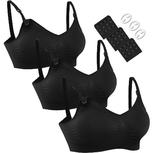 HOFISH Maternity Nursing Bras for Breastfeeding Comfort Seamless Wirefree Pregnancy Bras S-XXL with Bra Extenders & Clips