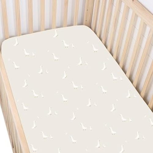 GUNAMUNA Unisex Baby Crib Sheets, Soft Calming Colors, One Size Fits Most Cribs, Goose