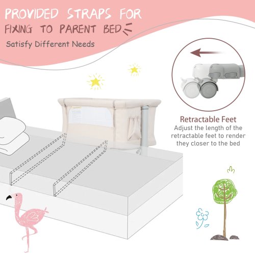 Babyjoy 3-in-1 Baby Bassinet Beside Sleeper Crib with 5-Level - See Details
