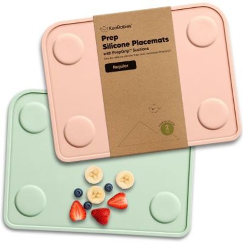 2-Pack Prep Silicone Placemats for Toddlers, Kids, Non Slip Suction Dining Table Baby Placemat, Easy to Clean(Mellow)