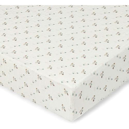 Crane Baby 100% Organic Cotton Poppy Fitted Crib Sheet, Gender Neutral, Soft, Breathable and Easy to Clean
